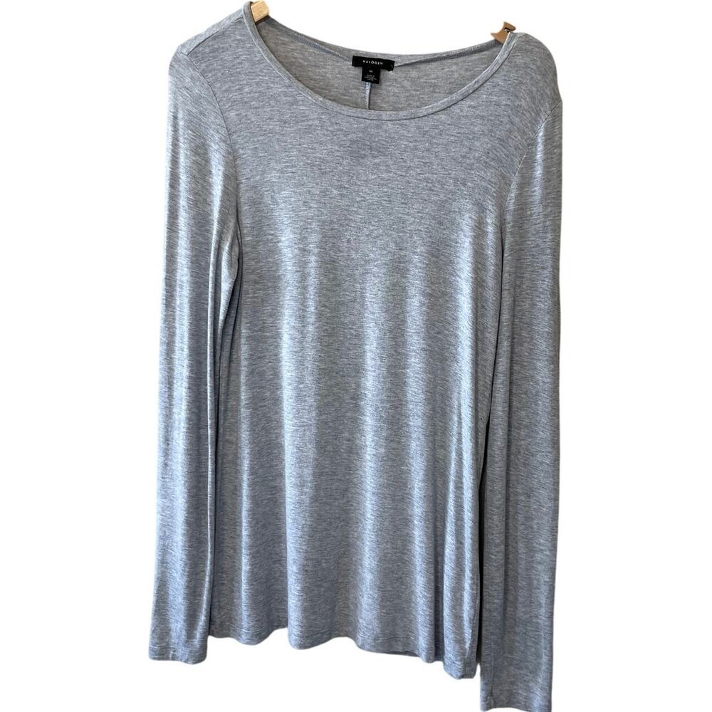 Halogen Heather Grey Long Sleeve Relaxed Fit Buttery Soft Classic Tee Medium